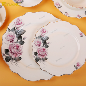 Servizio da tavola in porcellana di alta qualità 16 <span class=keywords><strong>18</strong></span> 20 pz <span class=keywords><strong>Set</strong></span> da pranzo all'ingrosso <span class=keywords><strong>piatti</strong></span> con Design floreale <span class=keywords><strong>Set</strong></span> di stoviglie da ristorante di lusso - Product Image 4