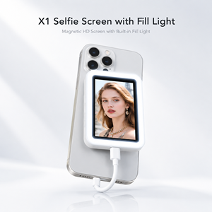 Monitor inalámbrico magnético para selfies con luz LED de 3 colores para transmisión en vivo de vlogs con teléfono. - Product Image 4