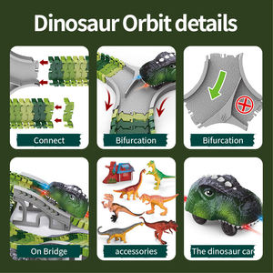 Bjq OEM 237 Pcs Khủng Long Xây Dựng Đường Đua ABS Nhựa Kỹ Thuật Theo Dõi Xe Đường Sắt Xe Ô Tô Khe Cắm Đồ Chơi Cho Trẻ Em Trai - Product Image 6