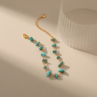 Bracelet en gravier fait main pour femme, style ethnique européen et américain, en cuivre plaqué or véritable 18 carats, turquoise géométrique, couleur inaltérable