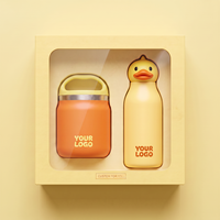 Coffret cadeau Everich ODM : Bouteille isotherme en acier inoxydable 600 ml et gourde pour enfant motif animal – Idéal pour la rentrée scolaire