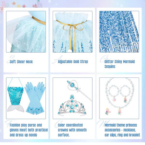 Cape de <span class=keywords><strong>sirène</strong></span> dégradée <span class=keywords><strong>2024</strong></span> en polyester pour enfants, style français, brodée de paillettes, accessoires non inclus - Product Image 2