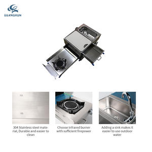 Cuisinière à gaz combinée avec évier coulissant en acier inoxydable pour <span class=keywords><strong>camping</strong></span> en plein air, espace intelligent, <span class=keywords><strong>camping</strong></span>-<span class=keywords><strong>car</strong></span>, VR, C001 - Product Image 3