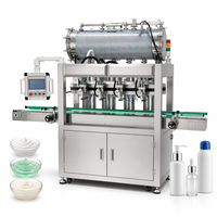 Machine de remplissage entièrement automatique à suivi dynamique, 4 buses, remplisseuse à piston servo pour crèmes cosmétiques, lotions et huiles en bouteilles
