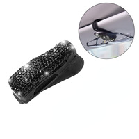 Femmes Filles Bling Crystal Rhinestones Fashion Car Interior Accessories Lunettes de soleil Hanger with Ticket Card Clip