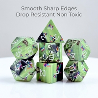 Dadu Polihedral Resin Matte Frosted 7 Buah 28G Set Dadu RPG DND Profesional Cetak Kupu-kupu untuk Permainan Papan Peran Meja