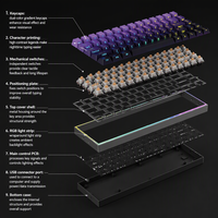 Clavier de jeu mécanique 68 touches, échangeable à chaud, filaire, rétroéclairage RGB, touches PBT pour PC portable