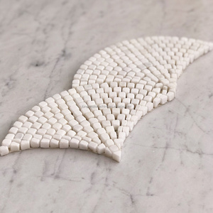 Gạch Mini Hình Quạt Đá Cẩm Thạch Màu Trắng Hy Lạp Thasos 8MM Vảy Cá Lật Vảy Trang Trí Tường Nhà Bếp Phòng Tắm Khảm Gạch - Product Image 3