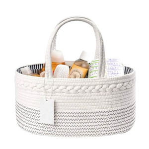Baby Diaper Caddy Organizer for Girl Boy Cotton Rope Nursery Storage Bin <strong>Basket</strong> Portable Holder Tote Bag for <strong>Changing</strong> <strong>Table</strong> - Product Image 6
