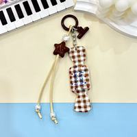 Chaîne de téléphone portable créative en forme de bonbon, motif quadrillé, cordon suspendu, cloche, porte-clés étoile, pendentif pour sac, bijoux