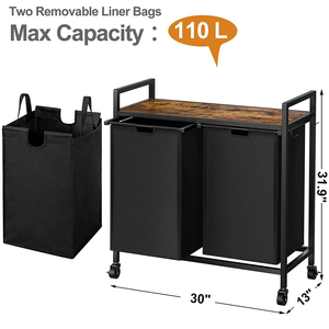 High Quality Large Pull-Out <b>Laundry</b> <b>Basket</b> with Double Compartments for Bathroom Clothes Storage - Product Image 3