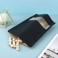 Pochette à fond plat en papier kraft noir Doypack personnalisé avec fenêtre zip-lock transparent pour collation noix sacs en plastique avec fermeture éclair emballage alimentaire