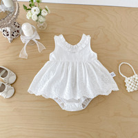 Barboteuse d'été fine en coton pour bébés, combinaison à dentelle, robe de cérémonie style princesse pour bébés filles, idéale pour le premier mois et les 100 jours
