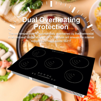 Plaque de cuisson à induction électrique 4 brûleurs encastrable avec commande tactile en céramique et acier inoxydable pour usage hôtelier et domestique