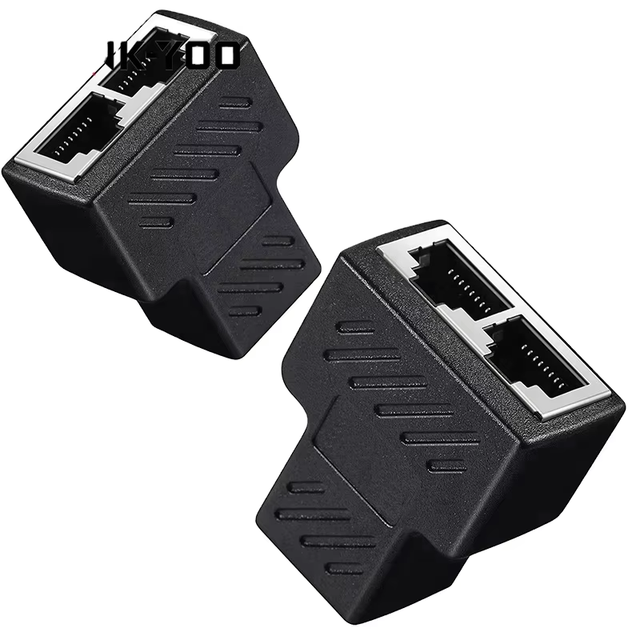 8P8C TelecomParts 1 to 2  RJ45 Network Connector Network Through Head Two Lines Link the Network Cable Connector