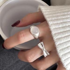 S925 Sterling <b>Silver</b> Women's <b>Ring</b> Bowknot Design <b>Adjustable</b> Fashionable Elegant Everyday Wear - Product Image 4