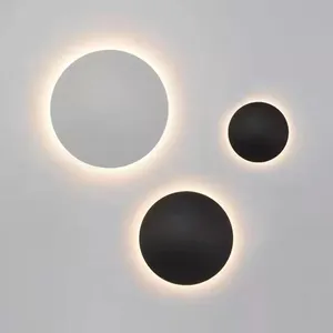 מודרני מקורה-חיצוני חדש עגול ירח לבן שחור חום דקורטיבי תאורת 6W led קיר אור