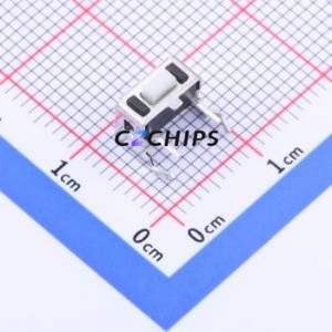 YTS-B004-1A Tactile Switch Through hole Component (THT) Switch Single Pole Single Throw Rectangle Button 1.6N Right Angle Insert - Product Image 1