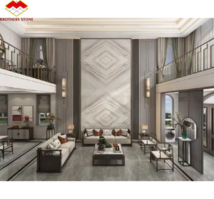 Panel de Pared de Mármol Blanco Colombiano Personalizado con Vetas Grises, <span class=keywords><strong>Gran</strong></span> Losa Pulida, Diseño Moderno para Fondo de TV - Product Image 2