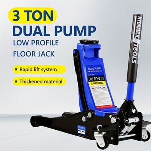 Capacidad de 3 toneladas (6600 lb) de doble pistón con bomba de elevación rápida, perfil bajo hidráulico y gato de piso de carreras de acero - Product Image 2