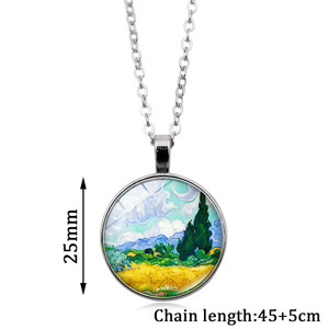 Bijoux Vintage Nuit Étoilée Gustav <span class=keywords><strong>Klimt</strong></span> Le Baiser Art Peinture Verre Cabochon Pendentif Ras Du Cou Chaîne Collier pour Femmes - Product Image 6