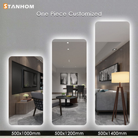 STANHOM Miroir LED pour hôtel 60x100cm, miroir de vanité rétroéclairé personnalisable pour salle de bain, miroir mural en verre
