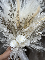 Bouquet de mariée en herbe de la pampa blanche et eucalyptus, 45 cm, fleurs séchées, décoration intérieure, Saint-Valentin, Noël, vente en gros