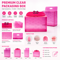 Boîte d'emballage en plastique PET transparent rose personnalisée en gros avec couvercle et nœud, boîte cadeau pliable pour l'affichage de produits cosmétiques et de beauté