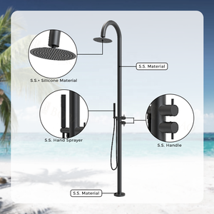 Ensemble de <span class=keywords><strong>douche</strong></span> extérieure autoportante eau froide et chaude avec robinets de <span class=keywords><strong>douche</strong></span> pluie pour <span class=keywords><strong>piscine</strong></span> et bord de mer - Product Image 3