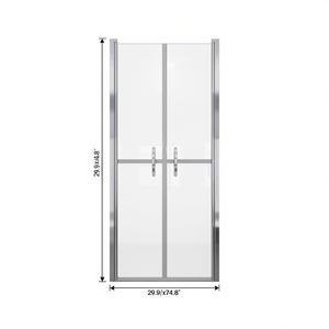 Puerta de Ducha Transparente ESG de 29.9x74.8 Pulgadas con Marco, Bisagras y Cristal Plateado, Diseño Minimalista - Product Image 1