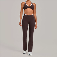 Ensemble de yoga respirant pour femmes QS8081, 2 pièces, soutien-gorge de sport rembourré, leggings évasés, vêtements de sport, vêtements de yoga