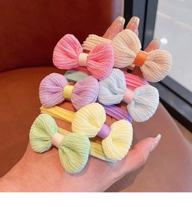 Bộ 6 Dễ Thương Hoa Nơ quan hệ tóc ngọt ngào quan hệ cho bé gái đàn hồi trẻ em tóc ban nhạc cao su khá Hoa tóc scrunchies - Product Image 6