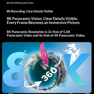 Caméra d'action panoramique 360° ultra 10 bits étanche 8K avec enregistreur sphérique et GPS intégré pour sports extrêmes 8K Ultra HD Q - Product Image 5