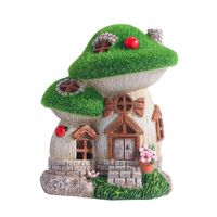 Maison en résine peinte à la main personnalisée en forme de champignon avec lumière solaire pour la décoration de jardin