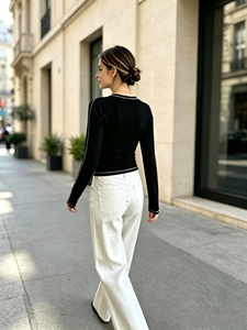 SWEET BABE Soft, <b>Skin</b>-friendly, High Stretch Long Sleeve <b>Base</b> <b>Layer</b> Top for Women, Autumn Winter Solid Color, Slimming, Figure C - Product Image 3