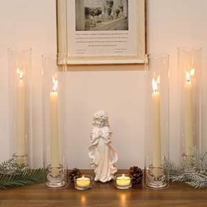 Candelabri Nordici Europei Alti in Cristallo Trasparente, <span class=keywords><strong>Portacandele</strong></span> Cilindrici in Vetro Borosilicato per Decorazioni Matrimoniali - Product Image 2