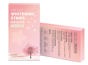 Tiras Blanqueadoras de Dientes con Peróxido de Hidrógeno KS 33g, Enzimas Rojas, Blanqueamiento Dental con Aroma a Flor de Cerezo - Product Image 1