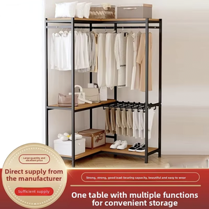 Armoire ouverte en fer moderne Geheng, trans-institutionnelle, pour petits appartements, séchoir à linge, 3 étagères, crochets, type sur pied, pour la maison - Product Image 6