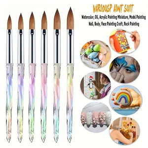 6pcs 3D Carving Brush <b>Kit</b> Acrylic <b>Nail</b> Brush Set Aurora Multi Size Professional Brushes Acrylic Application Powder Extension - Product Image 3