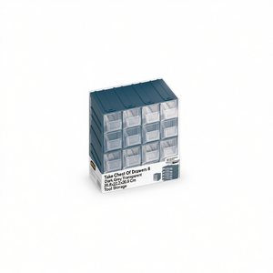 Commode à 8 tiroirs gris foncé transparente 20,8x22,2x20,8 cm pour rangement d'outils - Product Image 1