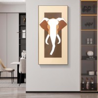 Art mural moderne 3D éléphant Peintures suspendues d'hôtel simples pour la décoration de porche Arts muraux encadrés Sujets d'animaux pour le bureau à domicile