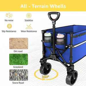 Outdoor Industrial Foldable <b>Wagon</b> with Large Mesh Storage Pockets for Shopping & OEM Use - Product Image 3