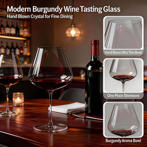 Gobelet à vin rouge moderne fait à la main, couleur <span class=keywords><strong>bordeaux</strong></span>, ultra-fin, verres intégralement formés pour utilisation en restaurant, vente en gros - Product Image 1