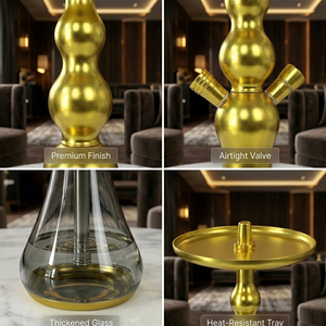 Chicha personnalisée B2B à livraison rapide, style Calabash, double port, en aluminium anodisé, avec filtre à fumée et vase <span class=keywords><strong>Pyrex</strong></span> - Product Image 4