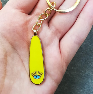 Porte-clés personnalisable en gros avec pendentif œil, délicat, en acier inoxydable 316L émaillé, amulette grecque Mati - Product Image 2