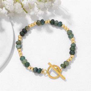 <span class=keywords><strong>Bracelet</strong></span> en perles de pierre naturelle avec fermoir OT en acier inoxydable plaqué or 18 carats, bijoux minimalistes haut de gamme, cadeau d'anniversaire pour maman - Product Image 3