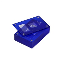 Logo personnalisé Acrylique Vitrine de pierres précieuses en vrac Bule Lucite Bijoux Gemme Diamant Boîte avec serrure magnétique