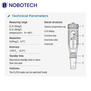 Nobotech xách tay Clo dư <span class=keywords><strong>Tester</strong></span> NPT-CLOZ801 bút-loại Clo dư <span class=keywords><strong>Tester</strong></span> miễn phí Clo cảm biến trong nước - Product Image 2