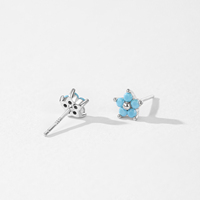Anting-anting kancing bunga kecil manis Ailmay Trendy 925 Sterling Silver untuk wanita dan perempuan, perhiasan telinga batu pirus untuk pesta dan perjalanan