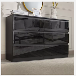 Cajonera <span class=keywords><strong>de</strong></span> alto brillo, mesita <span class=keywords><strong>de</strong></span> <span class=keywords><strong>noche</strong></span> ancha alta, muebles <span class=keywords><strong>de</strong></span> dormitorio, cajonera <span class=keywords><strong>de</strong></span> brillo negro - Product Image 5